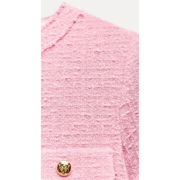 ZARA TEXTURED DRESS PINK TWEED - Picture 14 of 15